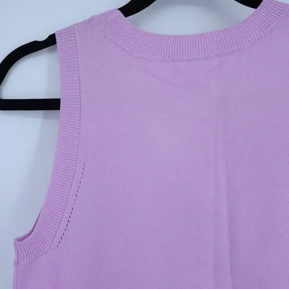 ON 34TH NWT Sleeveless Pullover Sweater Tank Orchid Bouquet Purple Women's XS - Picture 4 of 9